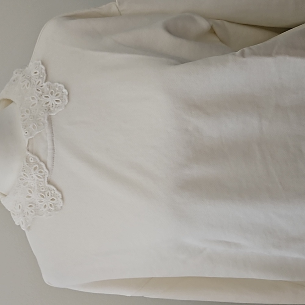 J crew sweater with lace detail collar. Size small. Ivory color